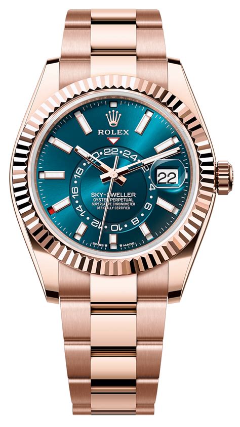 rolex sky dweller rose gold blue|rolex rose gold sky dweller.